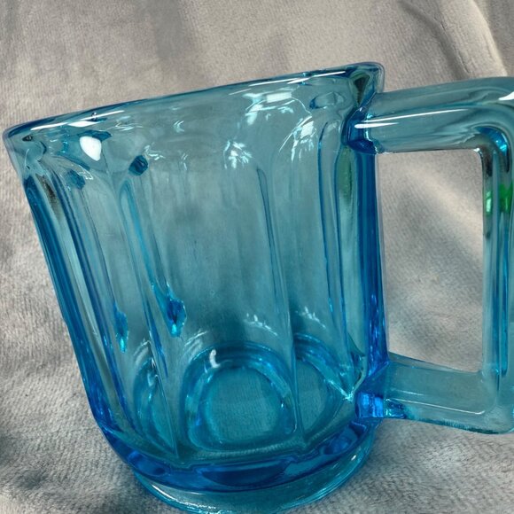 Vintage Art Deco Blue Glass Creamer Sugar Set with Handles Kitchen Dining Decor - Picture 13 of 16